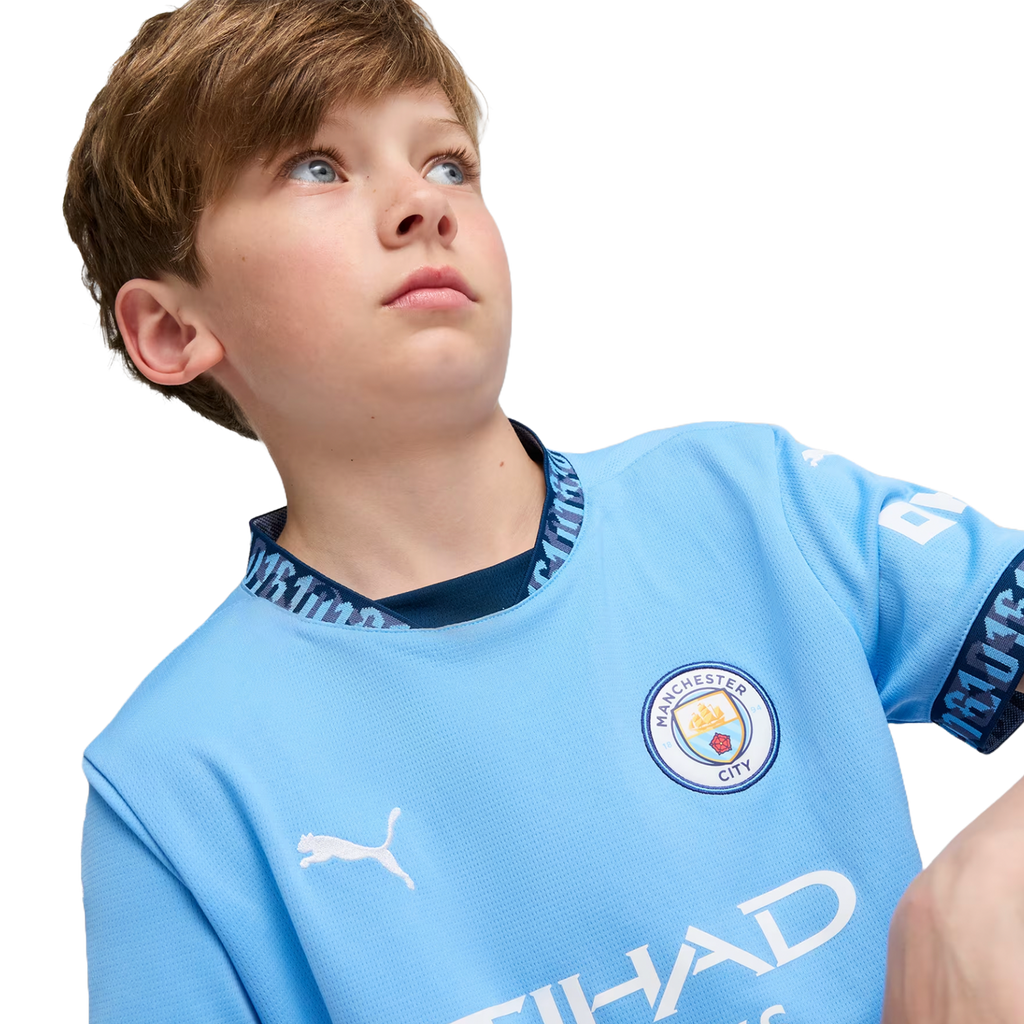 HAALAND #9 Manchester City 24/25 Kid's Home Shirt and Shorts - Man City Font