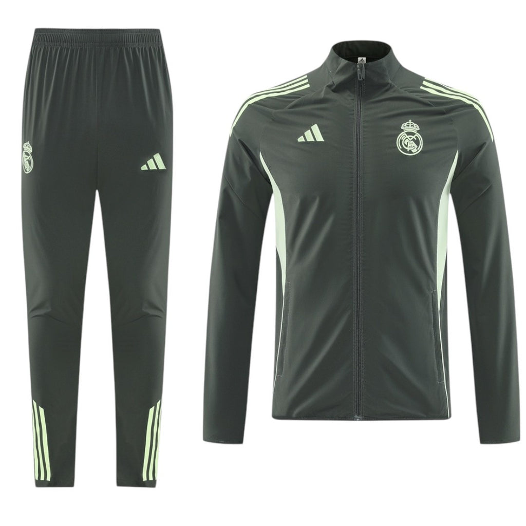 Real Madrid 25/26 Men's Dark Olive Long Zip Windbreaker