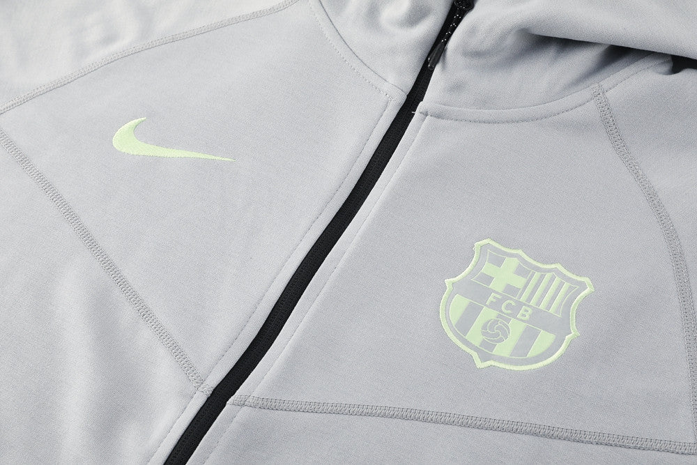Barcelona 24/25 Men's Gray Long Zip Hoodie Tracksuit