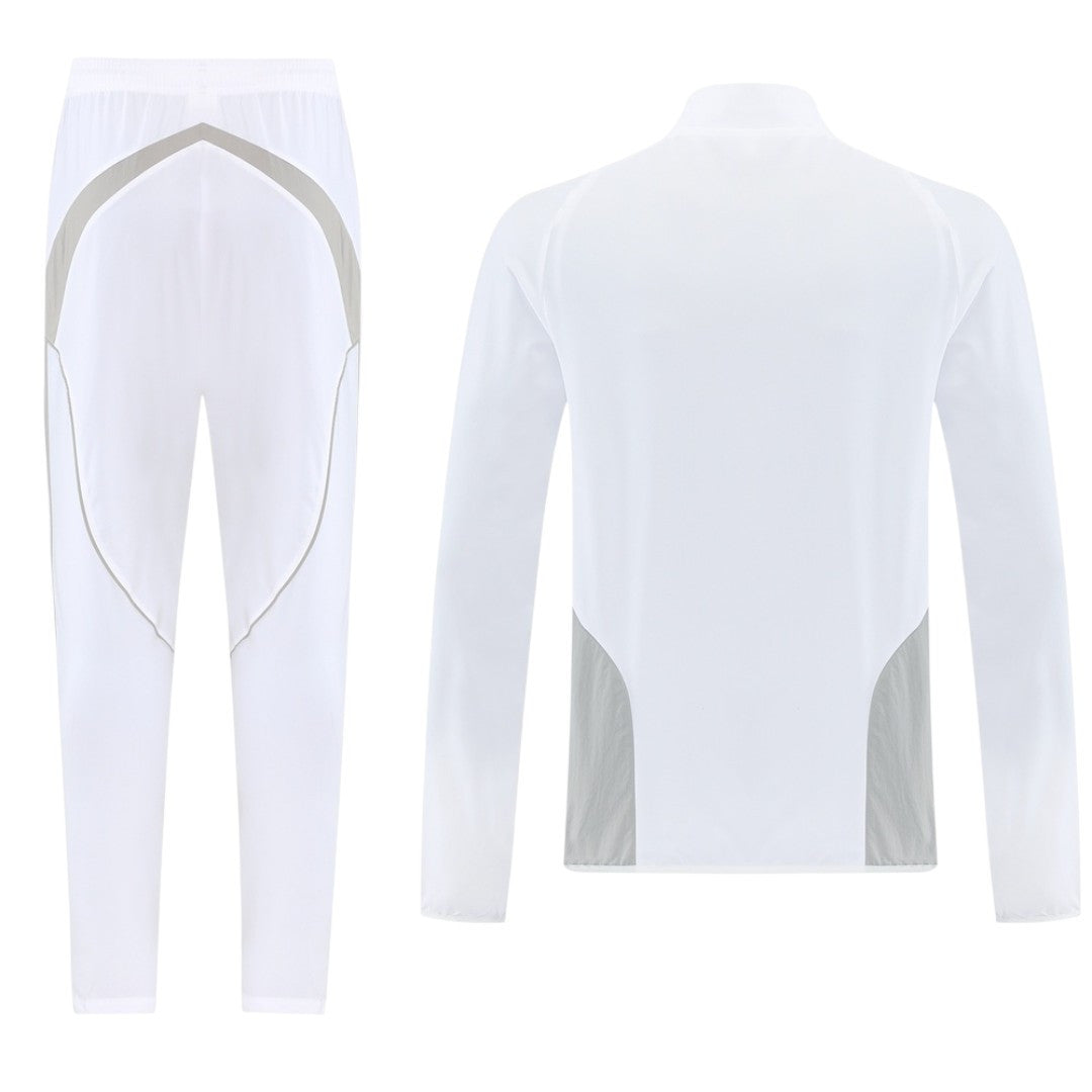 Real Madrid 25/26 Men's White Long Zip Windbreaker