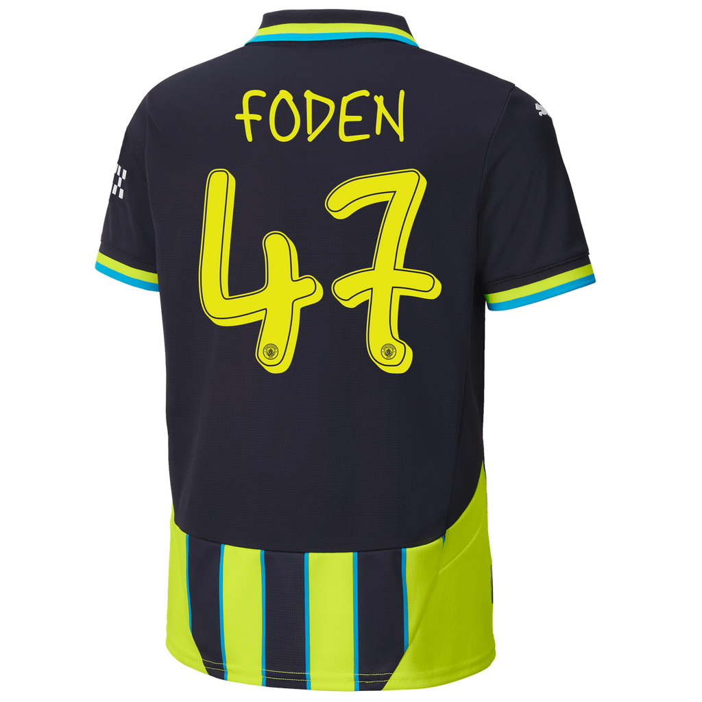 FODEN #47 Manchester City 24/25 Kid's Away Shirt and Shorts - Man City Font
