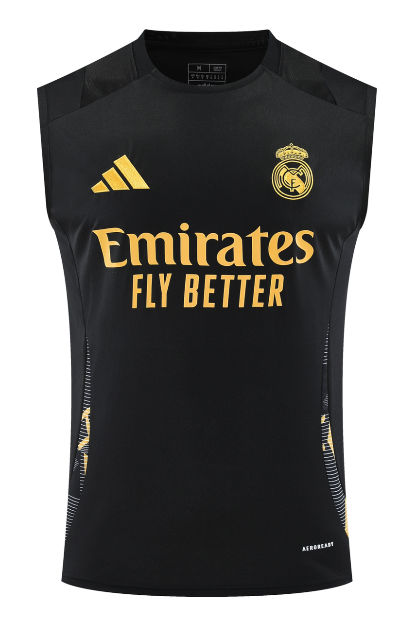 Real Madrid 24/25 Men's Black-Gold Training Tank Top