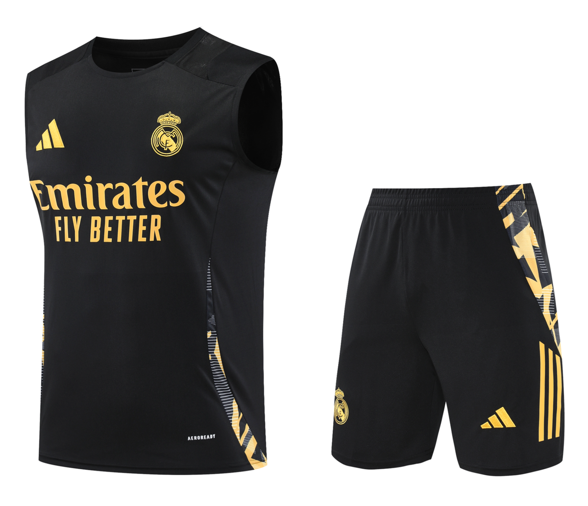 Real Madrid 24/25 Men's Black-Gold Training Tank Top