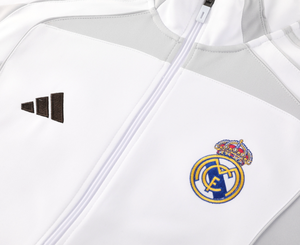 Real Madrid 25/26 Men's White Long Zip Jacket