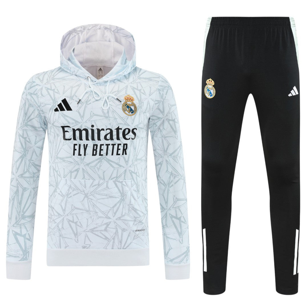 Real Madrid 25/26 Men's Gray Pre-Match Hoodie Tracksuit