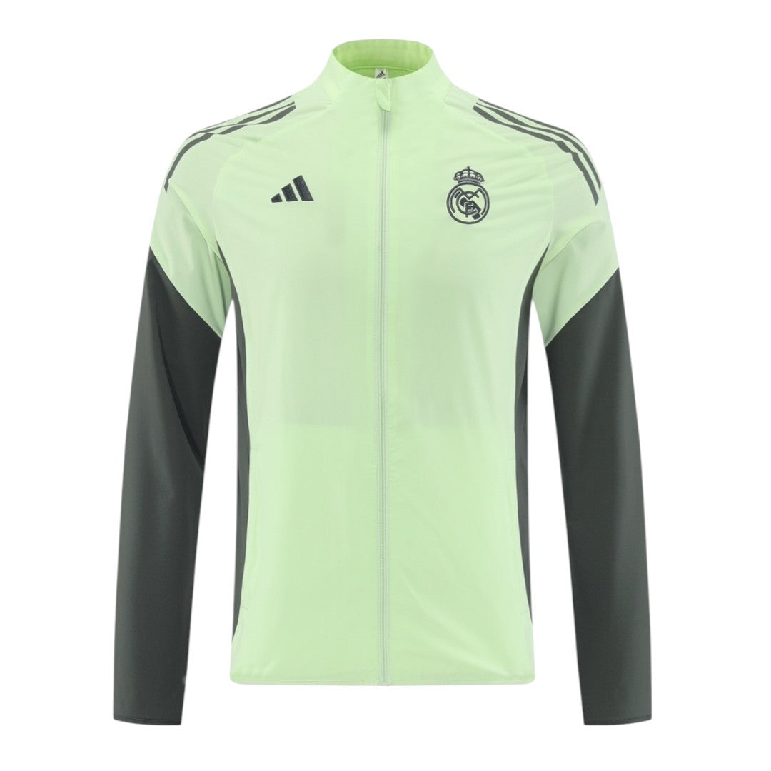 Real Madrid 25/26 Men's Lime Green Long Zip Windbreaker