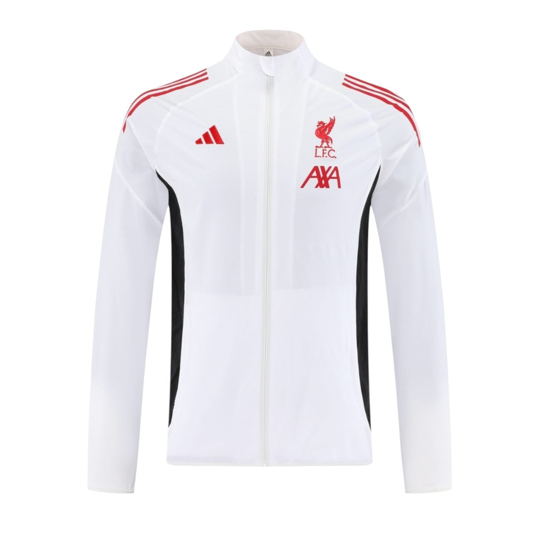 Liverpool 25/26 Men's White Long Zip Windbreaker