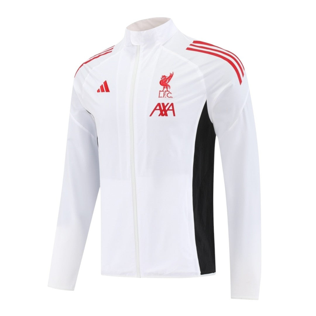 Liverpool 25/26 Men's White Long Zip Windbreaker