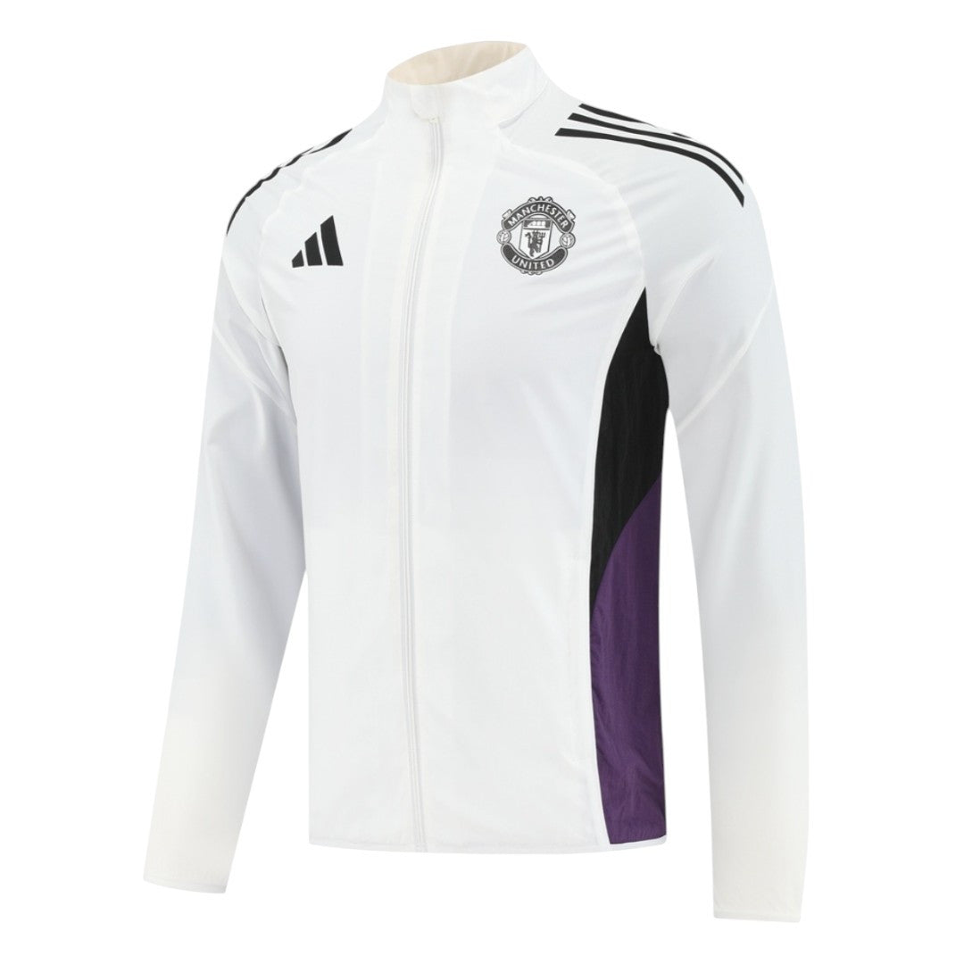 Manchester United 25/26 Men's White Long Zip Windbreaker