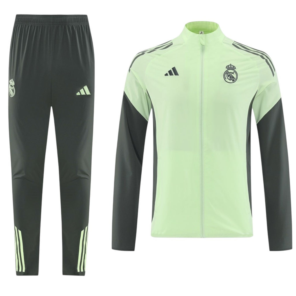 Real Madrid 25/26 Men's Lime Green Long Zip Windbreaker