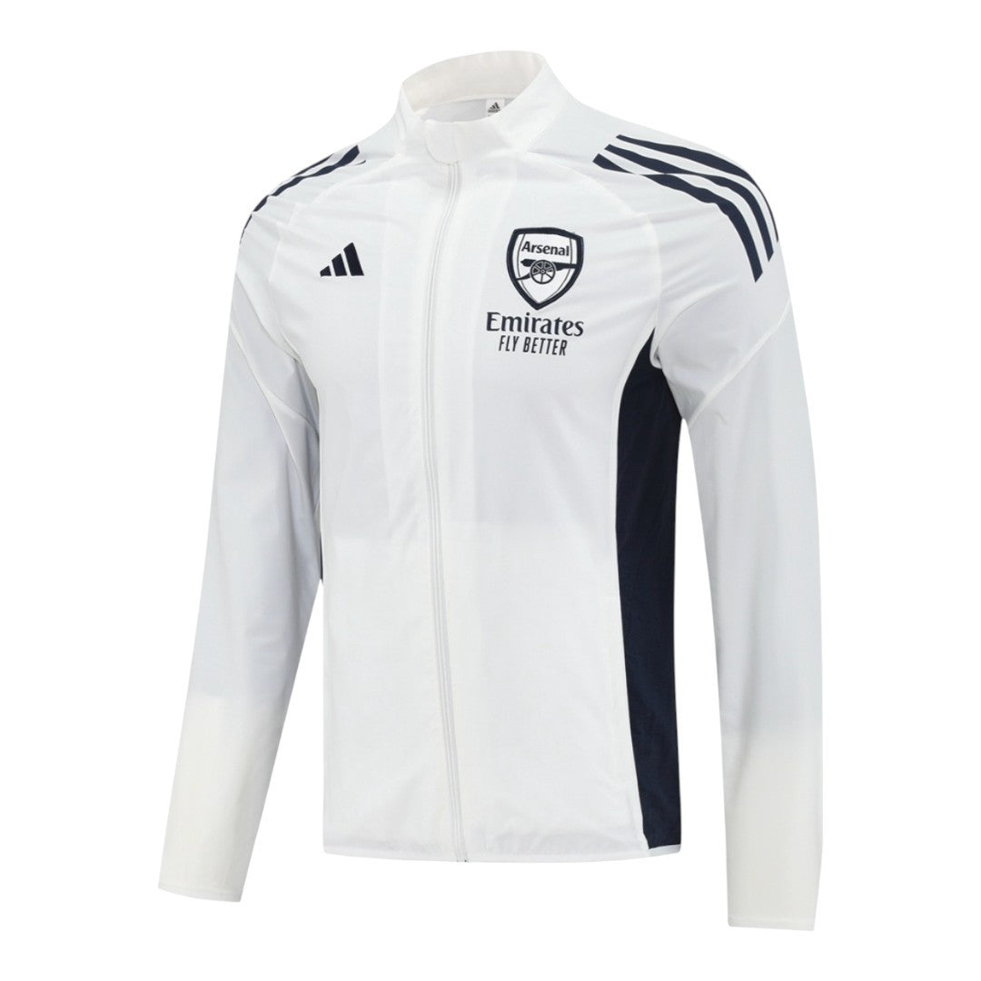 Arsenal 25/26 Men's White Long Zip Windbreaker