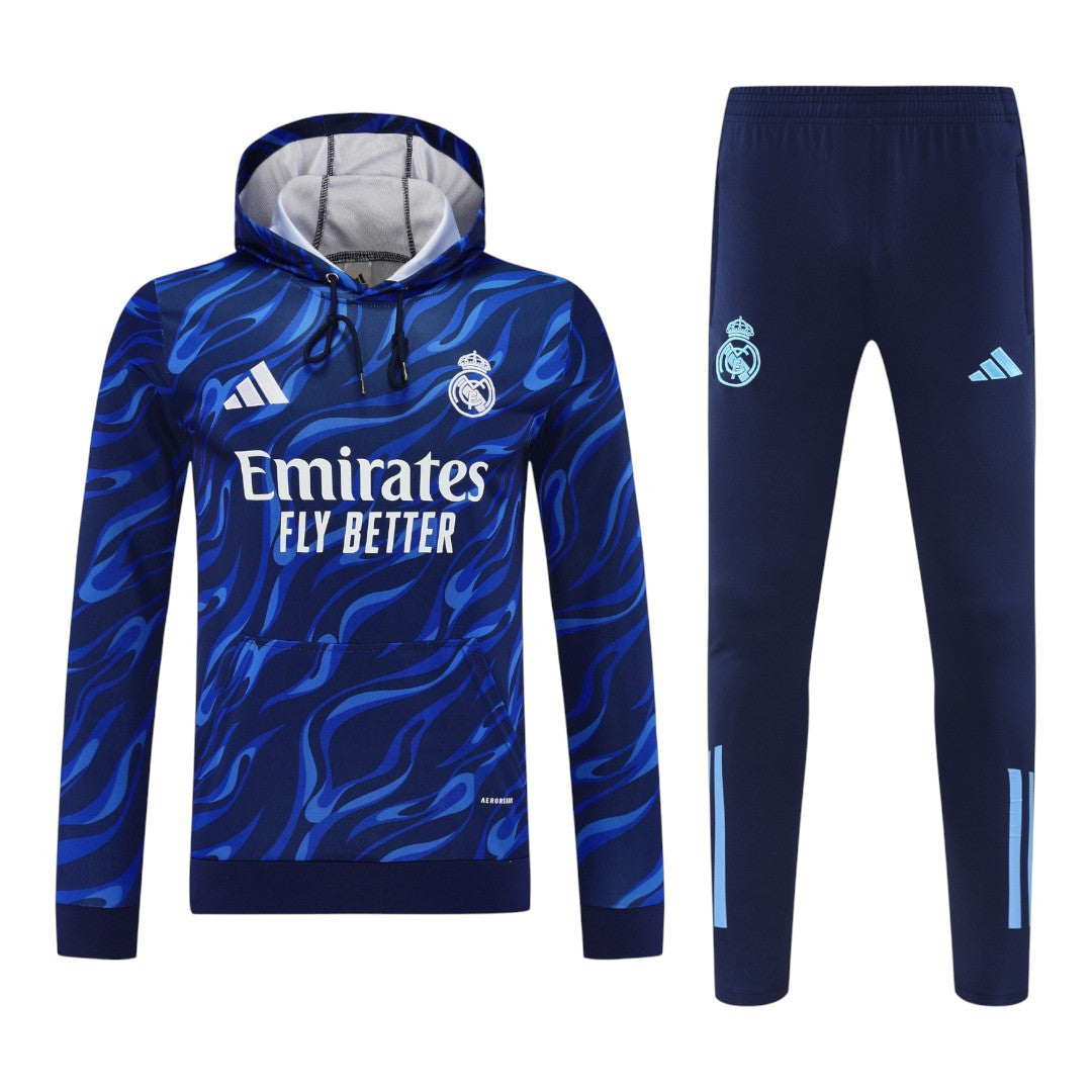 Real Madrid 25/26 Men's Blue Pre-Match Hoodie Tracksuit