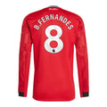 B.FERNANDES #8 Manchester United 25/26 Men's Home Long Sleeve Shirt - PL Font