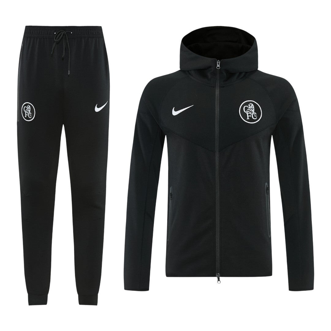 Chelsea 25/26 Men's Black Long Zip Hoodie Tracksuit