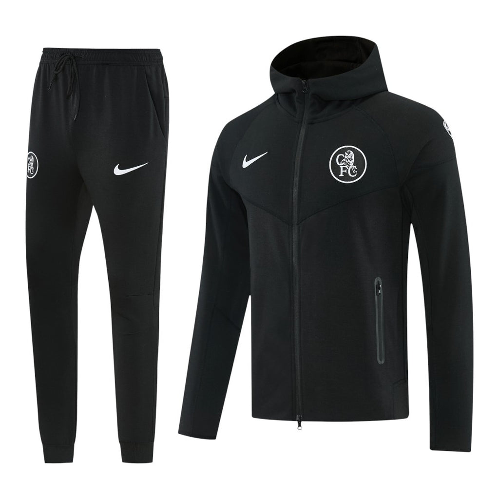 Chelsea 25/26 Men's Black Long Zip Hoodie Tracksuit