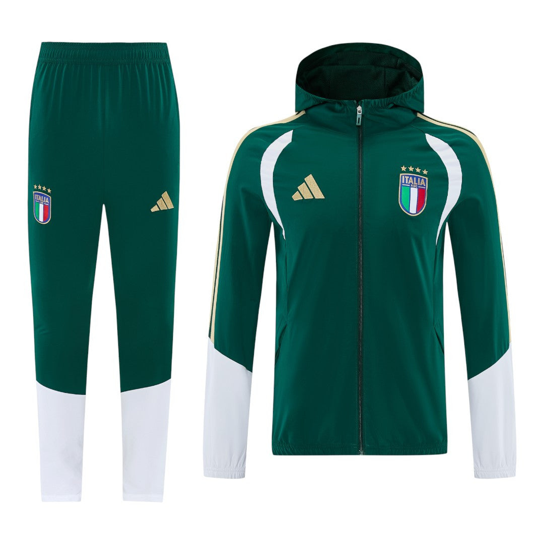 Italy 2026 Men's Green Long Zip Windbreaker