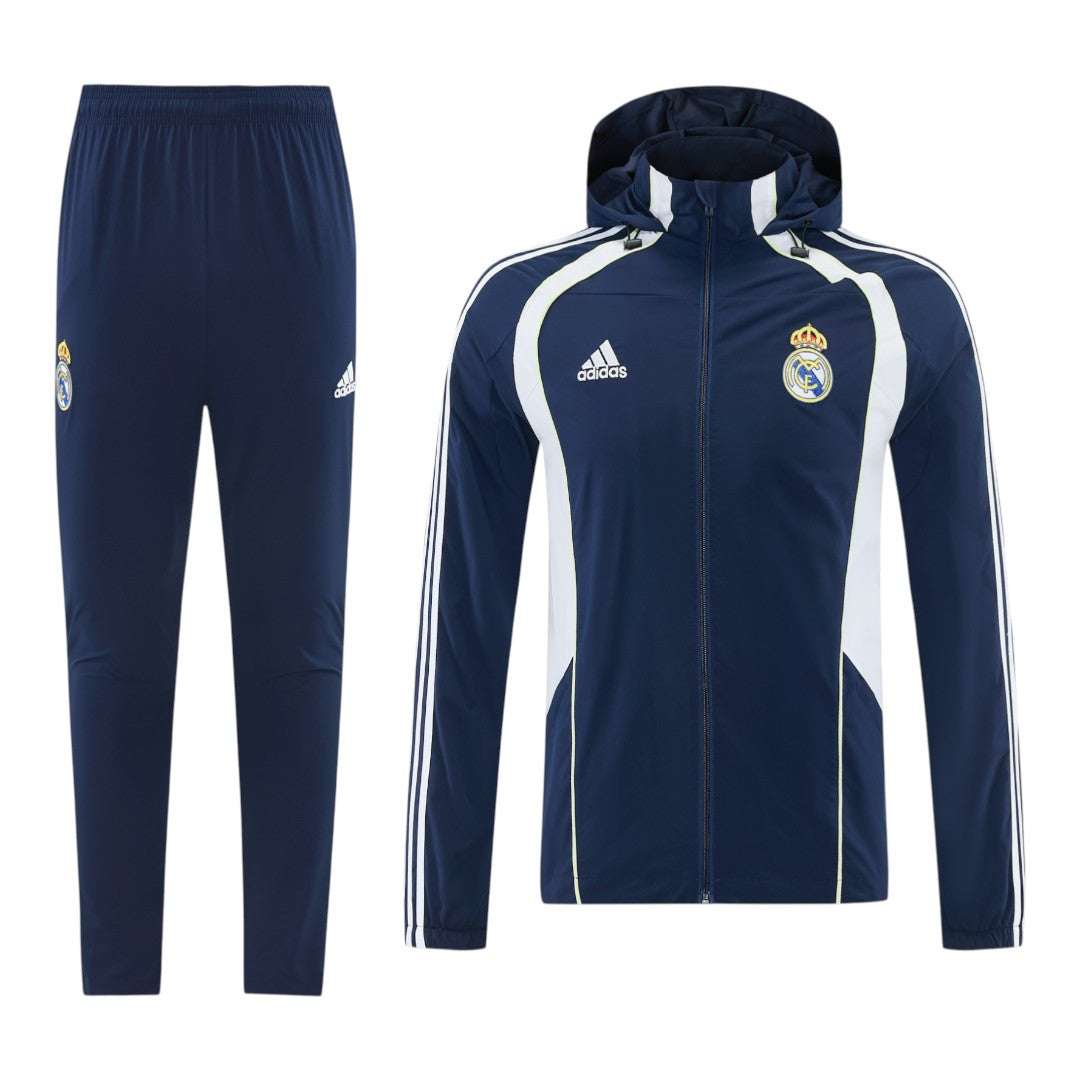 Real Madrid 25/26 Men's Navy Long Zip Windbreaker