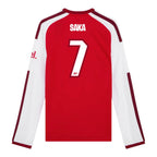 SAKA #7 Arsenal 26/27 Men's Home Long Sleeve Shirt - Club Font