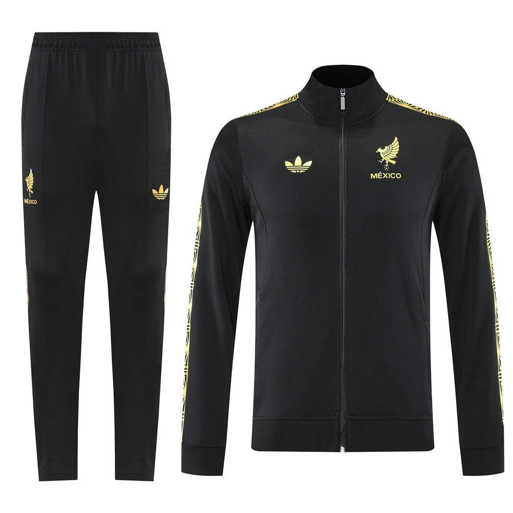 Mexico 2025 Men's Gold Black Long Zip Jacket