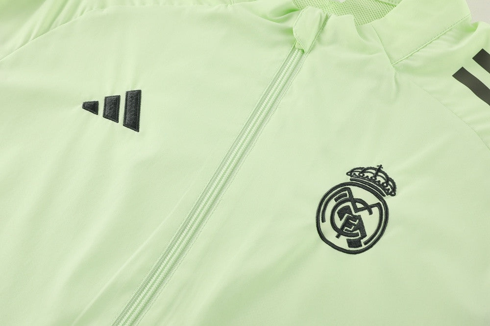 Real Madrid 25/26 Men's Lime Green Long Zip Windbreaker